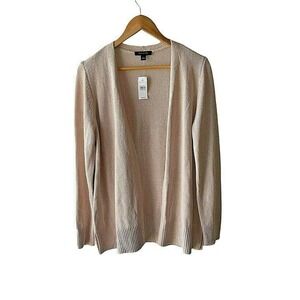 𝅺ann Taylor Size L Pink Metallic Open Front Cardigan Sweater - New